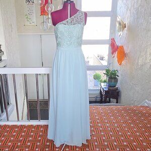 PROM Dress - Mint/Sage One Shoulder Gown by Kennedy Blue
